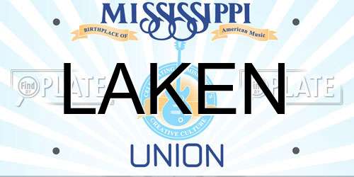LAKEN Mississippi License Plate