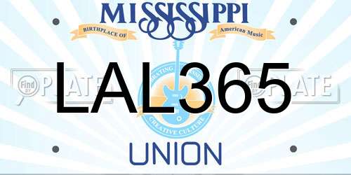 LAL365 Mississippi License Plate