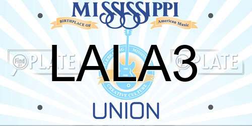 LALA3 Mississippi License Plate