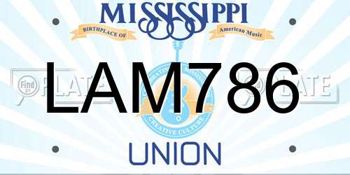LAM786 Mississippi License Plate