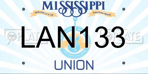 LAN133 Mississippi License Plate