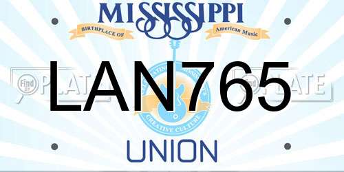 LAN765 Mississippi License Plate