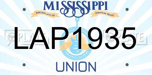 LAP1935 Mississippi License Plate
