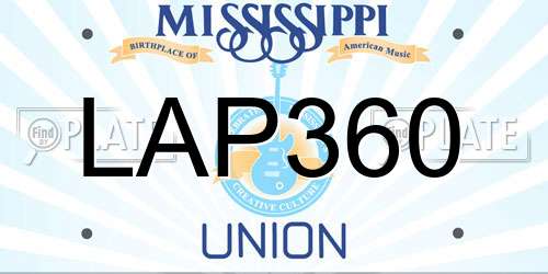 LAP360 Mississippi License Plate