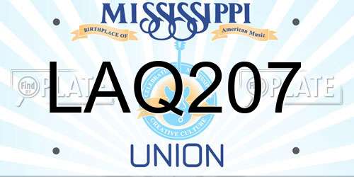 LAQ207 Mississippi License Plate