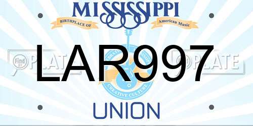 LAR997 Mississippi License Plate