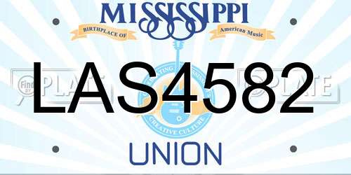 LAS4582 Mississippi License Plate