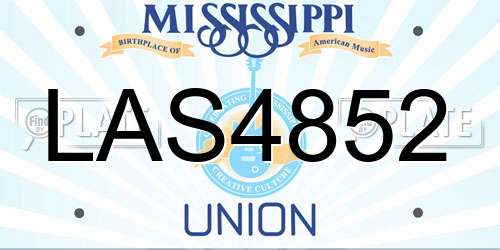 LAS4852 Mississippi License Plate