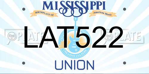 LAT522 Mississippi License Plate