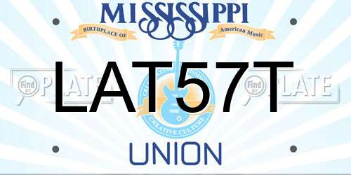 LAT57T Mississippi License Plate