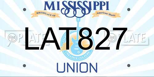 LAT827 Mississippi License Plate