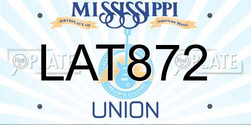 LAT872 Mississippi License Plate