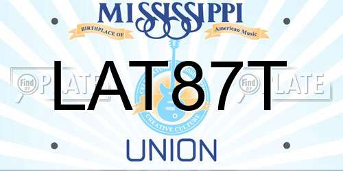 LAT87T Mississippi License Plate