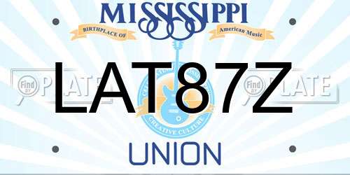 LAT87Z Mississippi License Plate