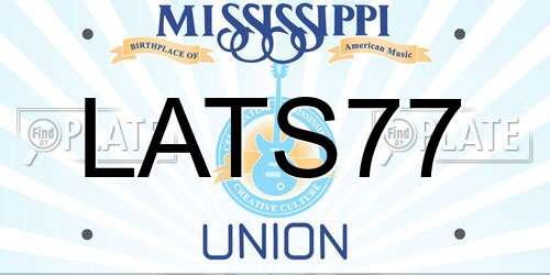 LATS77 Mississippi License Plate