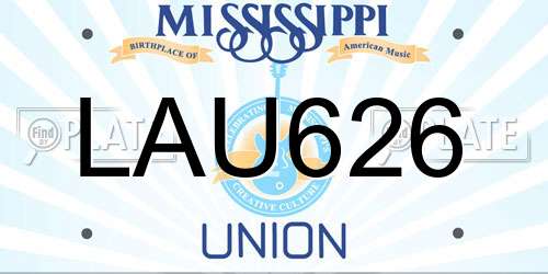 LAU626 Mississippi License Plate
