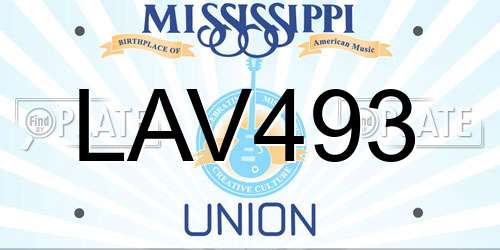 LAV493 Mississippi License Plate