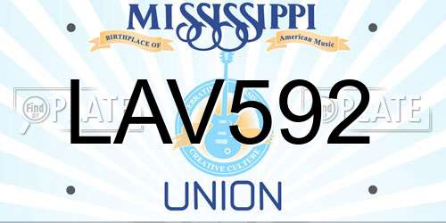 LAV592 Mississippi License Plate