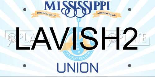 LAVISH2 Mississippi License Plate