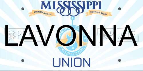 LAVONNA Mississippi License Plate