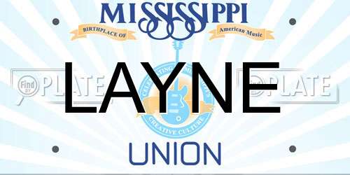 LAYNE Mississippi License Plate
