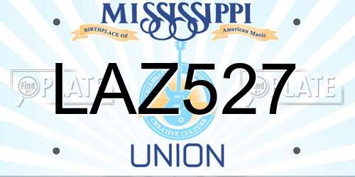 LAZ527 Mississippi License Plate