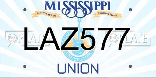 LAZ577 Mississippi License Plate