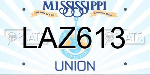 LAZ613 Mississippi License Plate