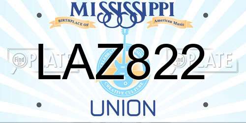 LAZ822 Mississippi License Plate