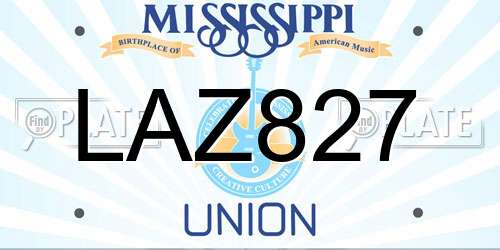 LAZ827 Mississippi License Plate