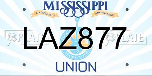 LAZ877 Mississippi License Plate