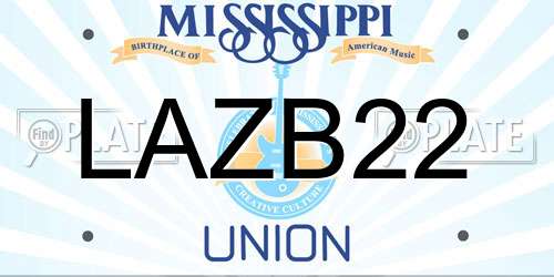 LAZB22 Mississippi License Plate