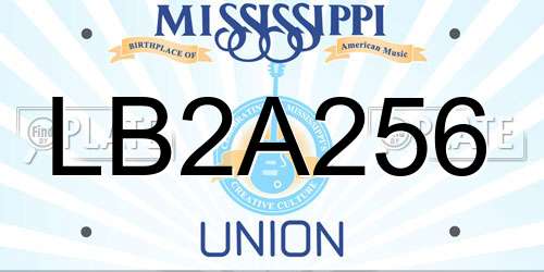 LB2A256 Mississippi License Plate