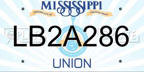 LB2A286 Mississippi License Plate