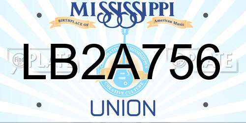 LB2A756 Mississippi License Plate