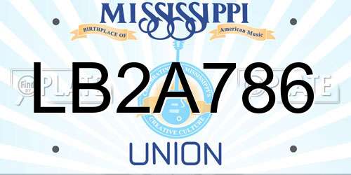 LB2A786 Mississippi License Plate