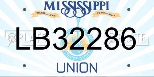 LB32286 Mississippi License Plate