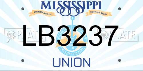 LB3237 Mississippi License Plate