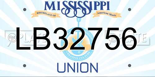 LB32756 Mississippi License Plate