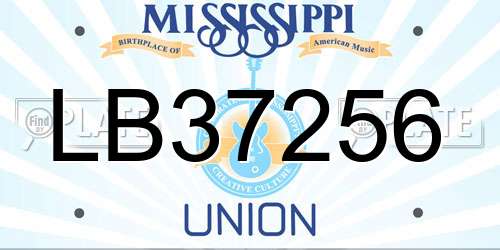 LB37256 Mississippi License Plate