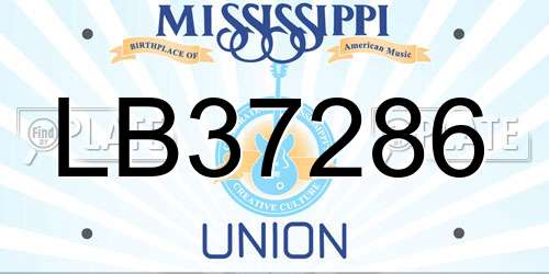 LB37286 Mississippi License Plate
