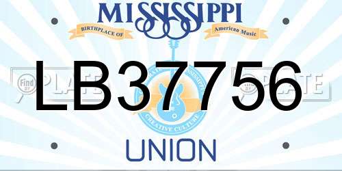 LB37756 Mississippi License Plate
