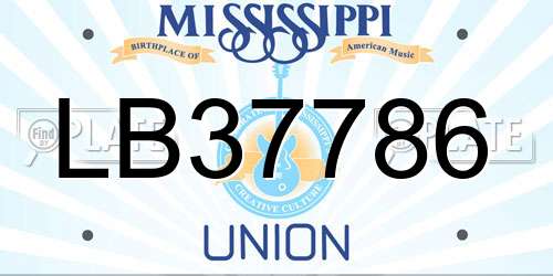 LB37786 Mississippi License Plate
