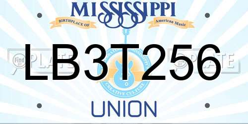 LB3T256 Mississippi License Plate