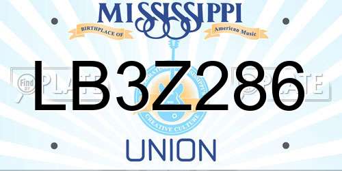 LB3Z286 Mississippi License Plate