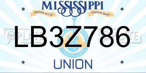 LB3Z786 Mississippi License Plate
