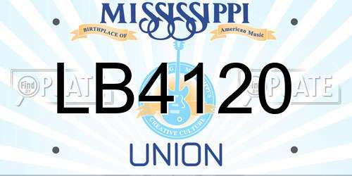 LB4120 Mississippi License Plate