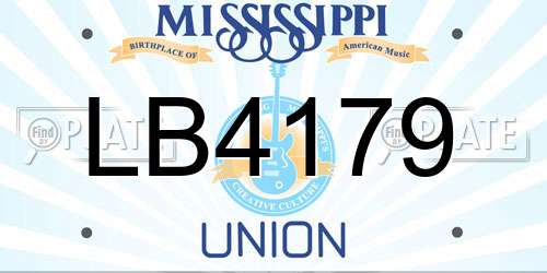 LB4179 Mississippi License Plate