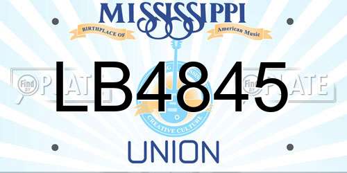 LB4845 Mississippi License Plate