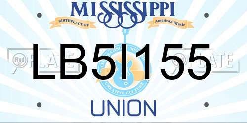 LB5I155 Mississippi License Plate